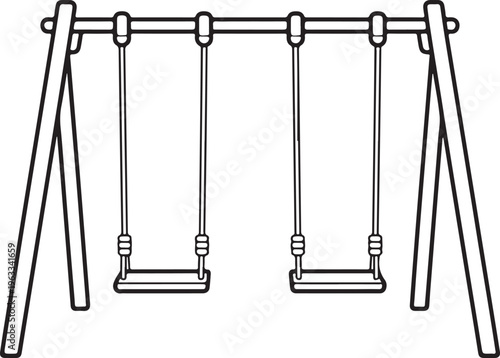 Two swings on a swing set for kids to play outside
