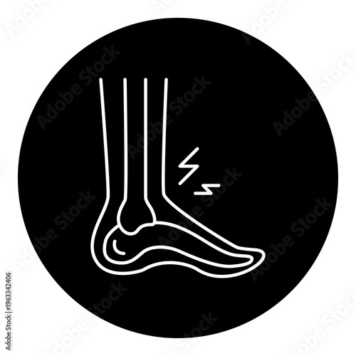 Ankle Joint Pain icon, Foot Injury and Ligament Pain Concept for Orthopedic Care and Mobility Treatment