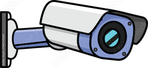 Security camera with blue lens.
