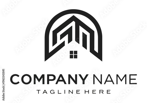 Modern real estate house logo design with abstract building shape