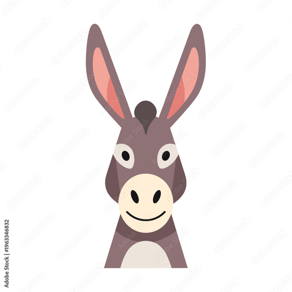 Obraz premium Close up donkey face looking forward cartoon