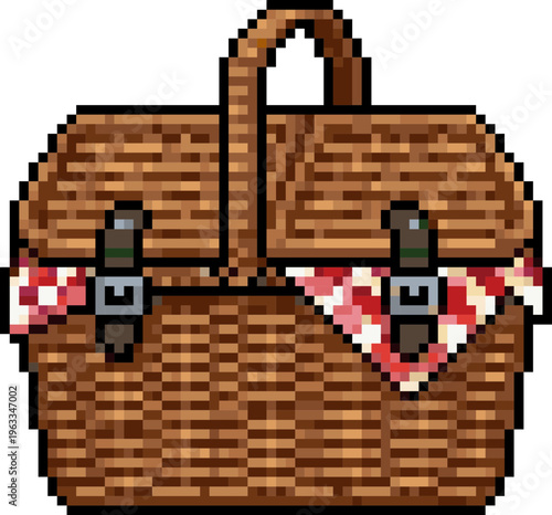 Classic Spring Picnic Basket Pixel Art