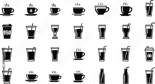 Collection of various coffee and tea cups and mugs