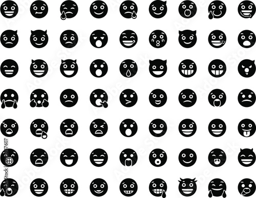 Collection of diverse facial expressions in black and white