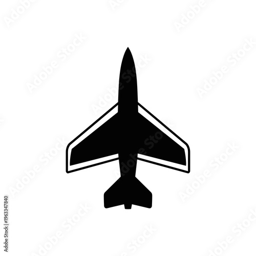 Minimalist airplane silhouette top view icon