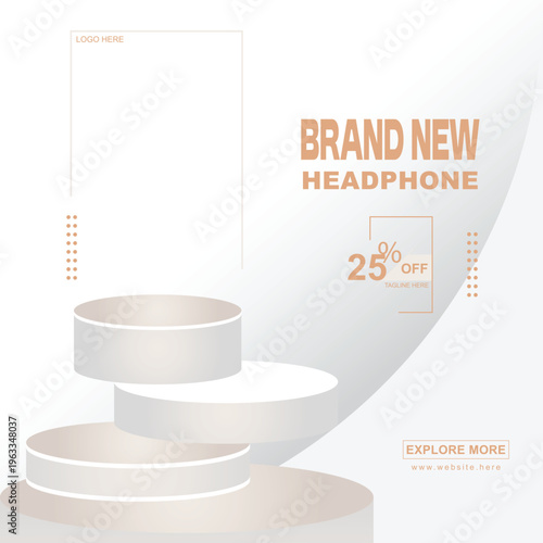 Social media poster design for brand new headphones promotion
