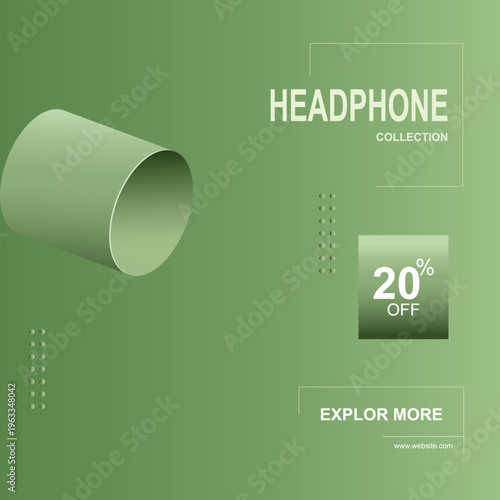Social media poster design concept for headphone advertisement