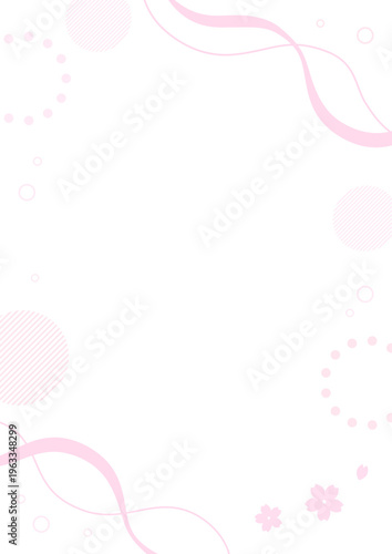 桜と幾何学模様の背景イラスト、縦長サイズ