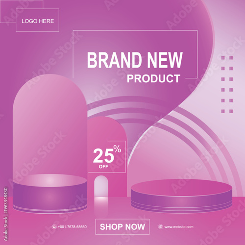 Vibrant social media poster design for brand new cosmetic products launch