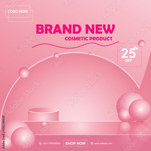 Vibrant social media poster design concept for cosmetic brand launch