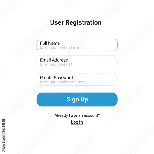 Clean user registration form with fields for name, email, password and a sign-up button