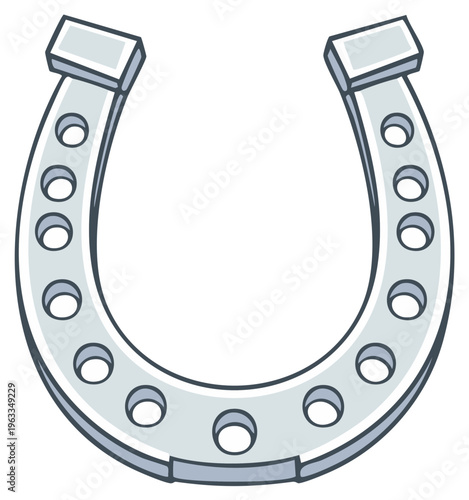 Silver Horseshoe Illustration Symbol of Luck Decorative Object Charm Amulet Equine