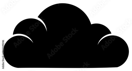 Black cloud icon with white accents vector illustration
