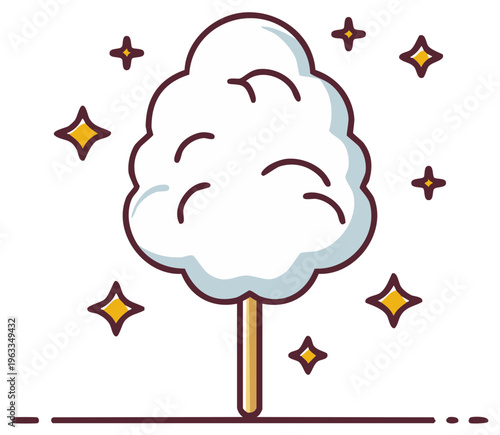 Cotton candy dessert illustration with sparkling stars