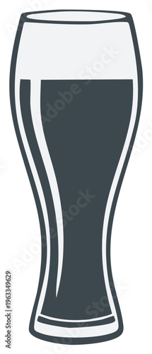 Glass of Dark Liquid Beverage, Refreshing Drink, Graphic Design Style