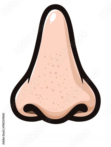 Cartoon Human Nose with Blackheads, Skin Problems and Imperfections