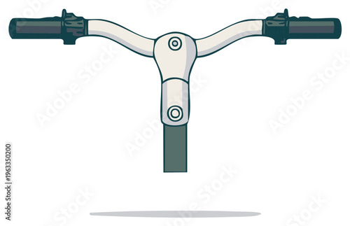 Electric scooter or bicycle handlebar vector illustration. Front view of a vehicle part.