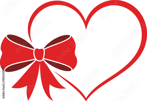 Heart Shape with Ribbon Bow Romantic Love Valentine Design