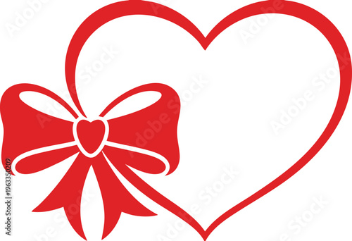 Heart Shape with Ribbon Bow Romantic Love Valentine Design