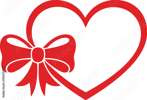 Heart Shape with Ribbon Bow Romantic Love Valentine Design