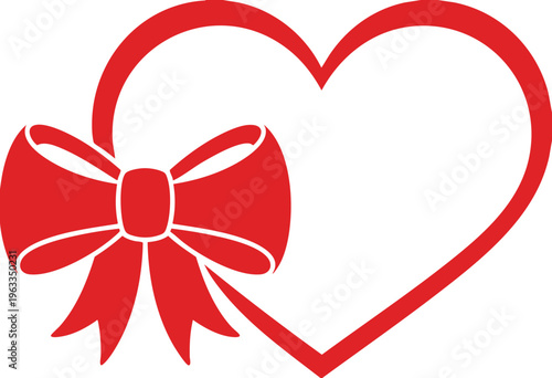 Heart Shape with Ribbon Bow Romantic Love Valentine Design