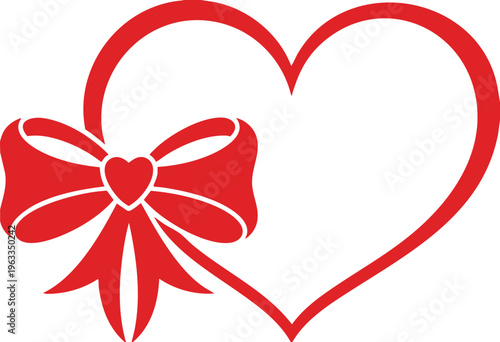 Heart Shape with Ribbon Bow Romantic Love Valentine Design