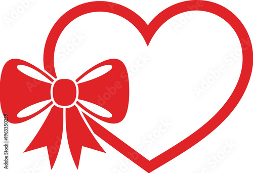 Heart Shape with Ribbon Bow Romantic Love Valentine Design