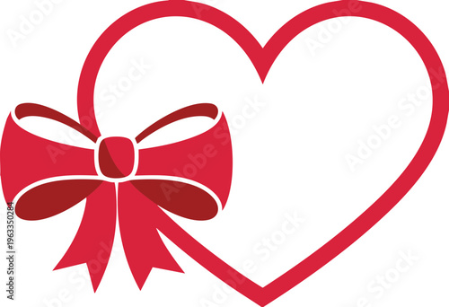 Heart Shape with Ribbon Bow Romantic Love Valentine Design