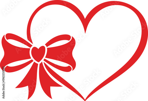 Heart Shape with Ribbon Bow Romantic Love Valentine Design
