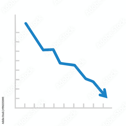 A blue line graph trending downwards, indicating a decline