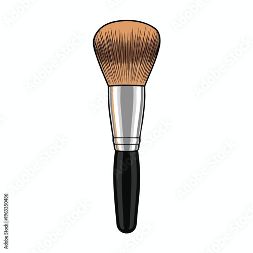 A fluffy brush with a silver ferrule and black handle, ideal for makeup application
