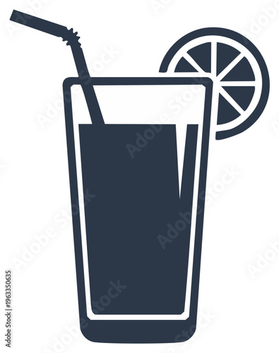 Refreshing drink with orange slice and straw icon
