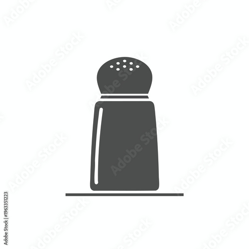 A simple, dark gray icon of a salt shaker on a white background