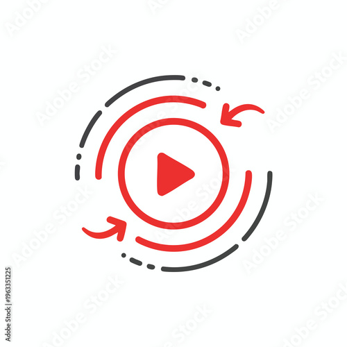Play button icon with swirling arrows indicating repetition or refresh