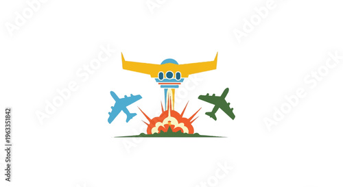 Abstract airplane graphic illustration on white background