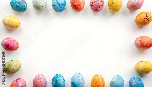 Festive egg decoration within a colorful and vibrant frame.