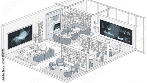 Detailed Architectural Model of Modern Office Space.