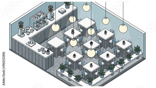 Futuristic Laboratory with Advanced Equipment and Trees.