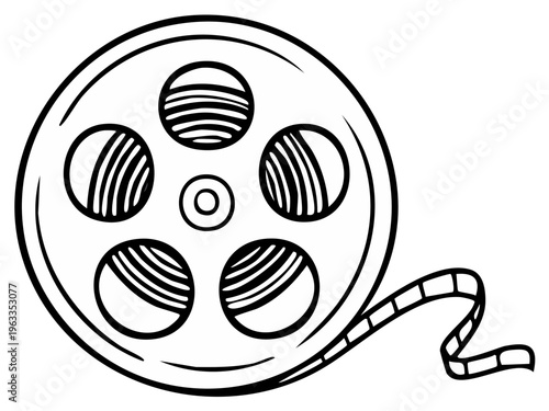 Film reel vector graphic, cinema or movie symbol