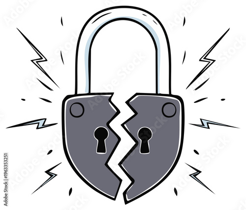 Broken Padlock Symbolizing Security Breach and Data Compromise