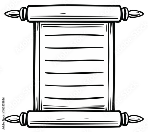 Old Parchment Scroll with Empty Lined Paper for Text and Announcement