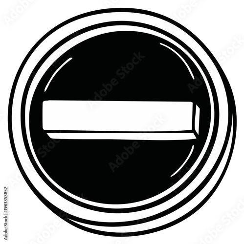 Circular graphic with bold horizontal line representing prohibition or negation