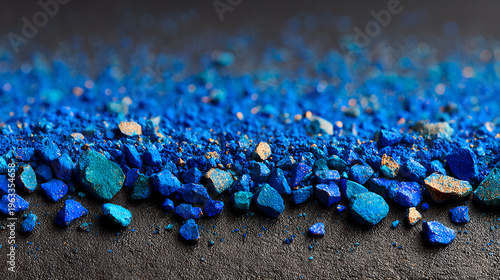 Raw cobalt mineral crystals on the black shale exhibit metallic reflections, showcasing strategic mineral resources and industrial clean energy materials.