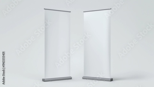 Set of advertising totems isolated on white background