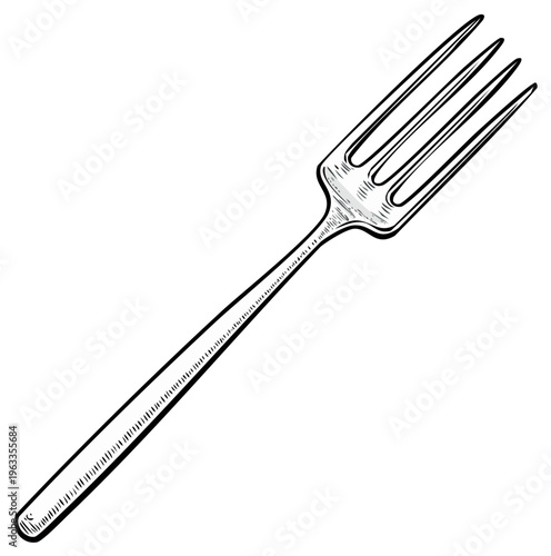 Detailed illustration of a simple fork utensil, dining concept and tableware graphic