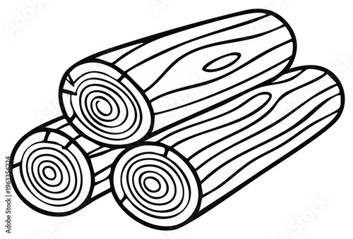 Stack of Rough Cut Logs with Visible Wood Grain Texture