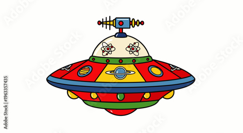 colorful cartoon ufo spaceship illustration perfect for kids sci-fi themes and imaginative design projects