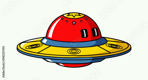a vibrant ufo spaceship illustration featuring a playful cartoon flying saucer with bright colors perfect for science fiction kids designs.