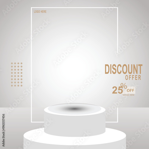 Social media poster design concept for headphones discount offer