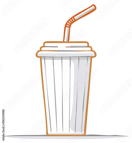 Cartoon Soda Cup with Straw Illustration